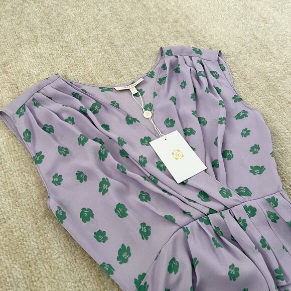 NWT Wayf Floral Faux Wrap Pleated Blouse Top XS - Picture 3 of 10